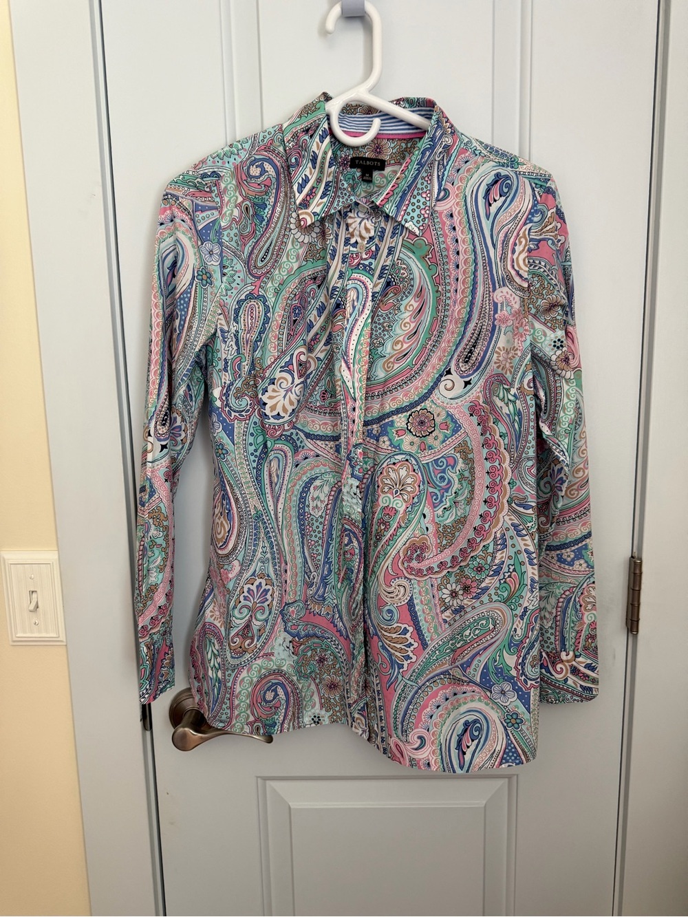 Talbots Paisley Button-Down Shirt in Pink, Blue, Green